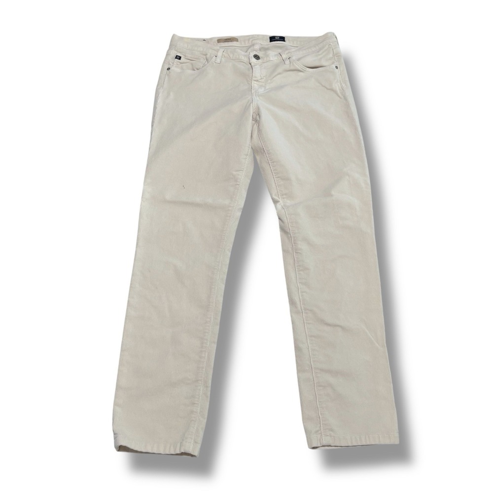 AG Adriano Goldschmied The Stilt Cigarette Leg Corduroy Pants White 31R 30 x 27
